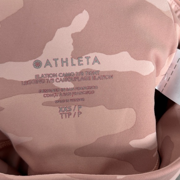Athleta Elation Camo Pink Leggings Size‎ XXS 7/8 Length Yoga Run Fitness Pants - Picture 4 of 15